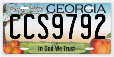 GA license plate CCS9792
