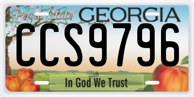 GA license plate CCS9796