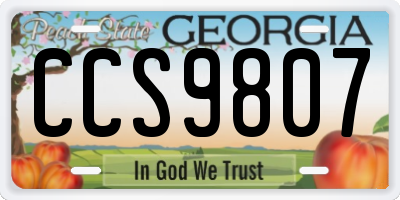 GA license plate CCS9807