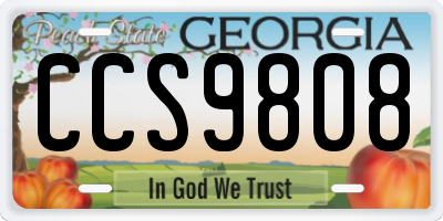 GA license plate CCS9808