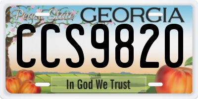 GA license plate CCS9820