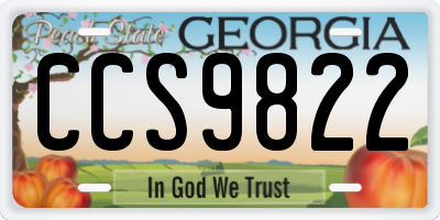 GA license plate CCS9822