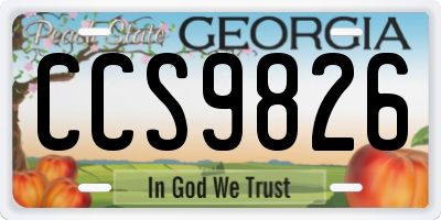 GA license plate CCS9826