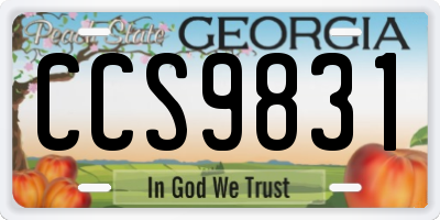 GA license plate CCS9831