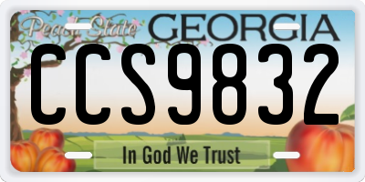 GA license plate CCS9832