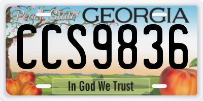 GA license plate CCS9836