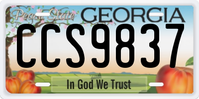 GA license plate CCS9837