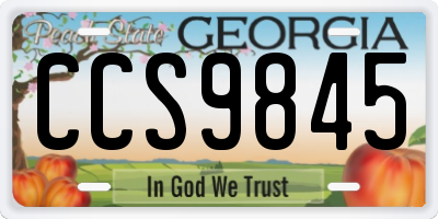 GA license plate CCS9845