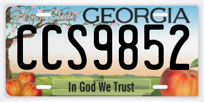 GA license plate CCS9852