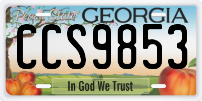 GA license plate CCS9853