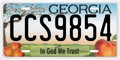 GA license plate CCS9854
