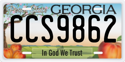 GA license plate CCS9862