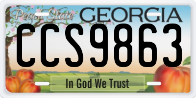 GA license plate CCS9863