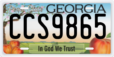 GA license plate CCS9865