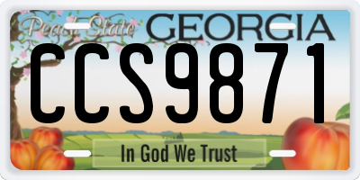 GA license plate CCS9871