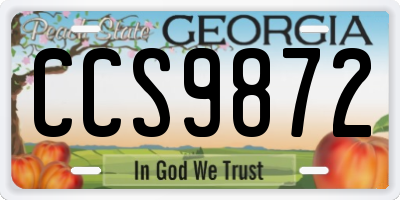 GA license plate CCS9872