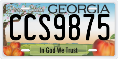 GA license plate CCS9875