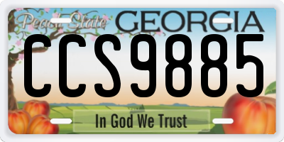 GA license plate CCS9885