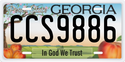 GA license plate CCS9886