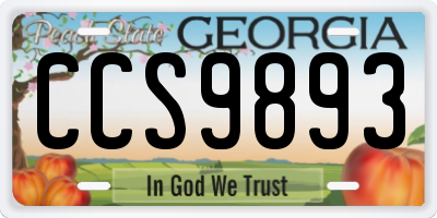 GA license plate CCS9893
