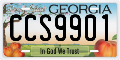GA license plate CCS9901