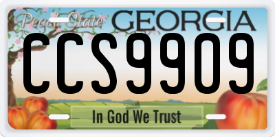 GA license plate CCS9909