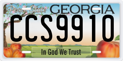 GA license plate CCS9910