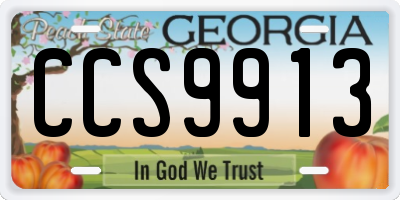 GA license plate CCS9913
