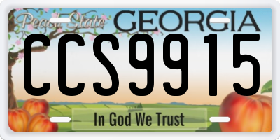 GA license plate CCS9915