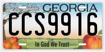 GA license plate CCS9916
