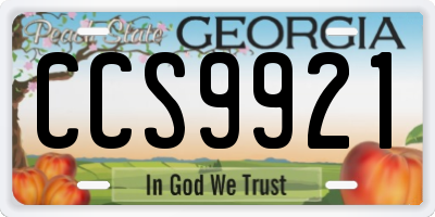 GA license plate CCS9921
