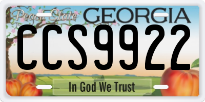 GA license plate CCS9922