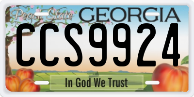 GA license plate CCS9924