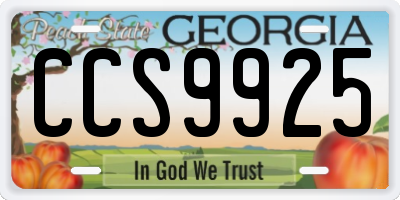 GA license plate CCS9925
