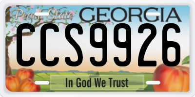 GA license plate CCS9926