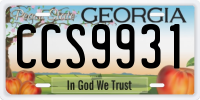 GA license plate CCS9931