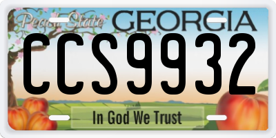 GA license plate CCS9932