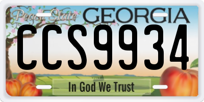GA license plate CCS9934