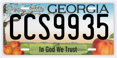 GA license plate CCS9935