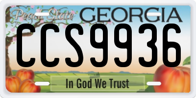 GA license plate CCS9936