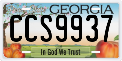 GA license plate CCS9937