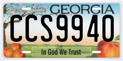 GA license plate CCS9940