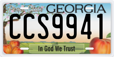 GA license plate CCS9941