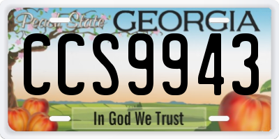 GA license plate CCS9943