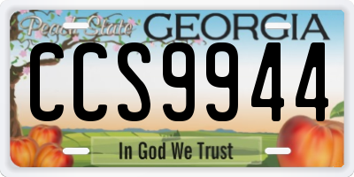 GA license plate CCS9944