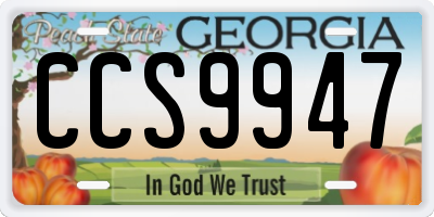 GA license plate CCS9947