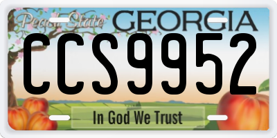 GA license plate CCS9952