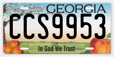 GA license plate CCS9953