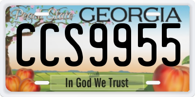 GA license plate CCS9955