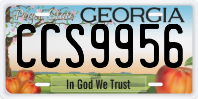 GA license plate CCS9956